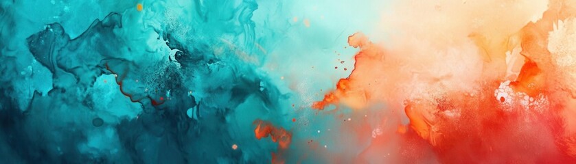 Fototapeta premium Abstract Watercolor Painting with Teal and Orange Hues