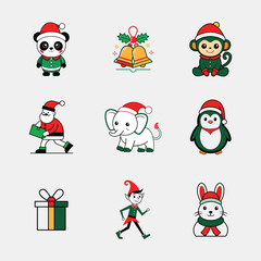 Christmas Santa claus, animals