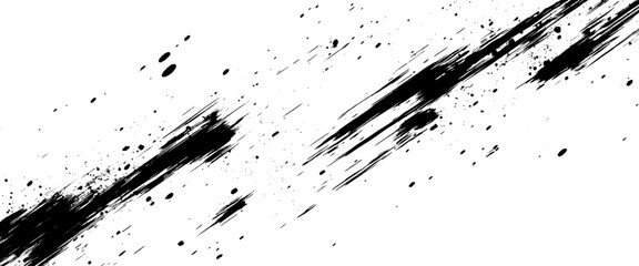 Vector Black Ink Splatter Brush Stroke on White Background