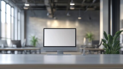 Fototapeta premium Modern Workspace with Empty Computer Monitor Display