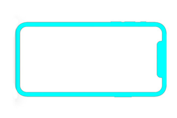 Vibrant neon turquoise smartphone outline on a transparent background, perfect for tech-themed designs and digital content creation
