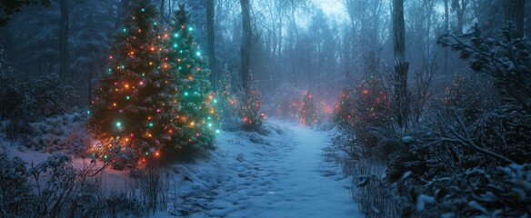 The Christmas Trees in Forest