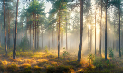 Fototapeta premium Spectacular Nature and Scenic Wonders: Golden Hour Sunsets, Lush Forests, Tranquil Beaches, and Vibrant Fields of Flowers in Stunning Views