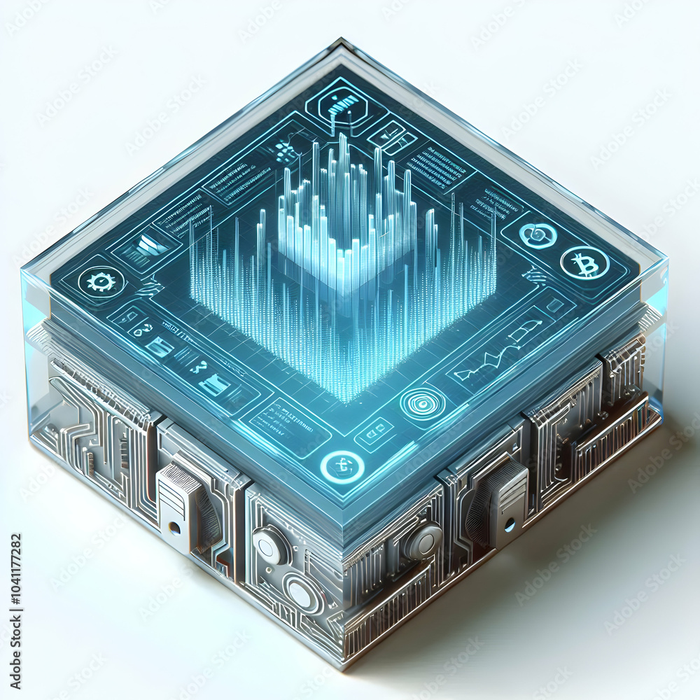 Aufkleber 3d icon close up digital ledger holographic interface macro shot transparent display financial track