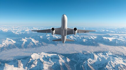 Fototapeta premium Majestic Aerial Voyage Over Snowy Peaks Showcasing Nature s Grandeur