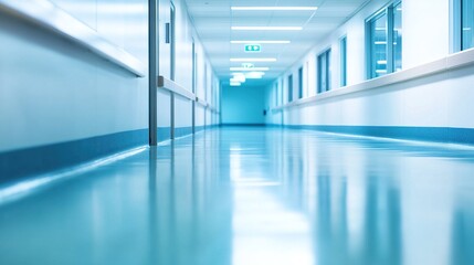 Quiet Hospital Corridor with Smooth Reflection