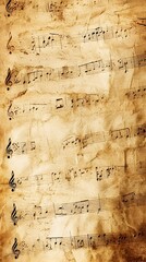 Fototapeta premium Vintage Parchment Background with Handwritten Sheet Music and Faded Musical Notes