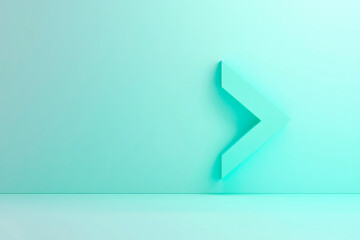 The image features a light green 3D greater-than sign designed in a minimalistic style, highlighting its sleek contours and modern aesthetic.