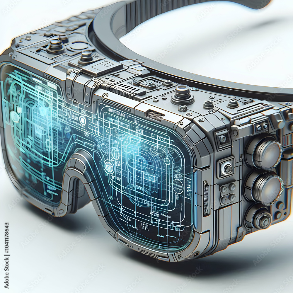 Poster 3d augmented reality glasses close up concept | multifunctional design merging digital data with rea