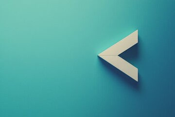 The image showcases a 3D less-than sign prominently displayed on a light blue wall, casting subtle shadows that enhance its dimensionality.