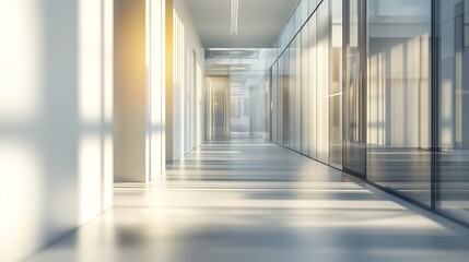 Bright Modern Office Hallway with Glass Walls