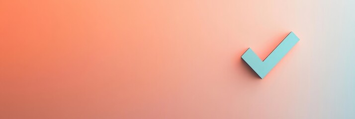 The image displays a vibrant 3D check mark against an orange gradient background, providing ample space for additional editing or text placement.