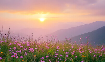 Obraz premium Spectacular Nature and Scenic Wonders: Golden Hour Sunsets, Lush Forests, Tranquil Beaches, and Vibrant Fields of Flowers in Stunning Views
