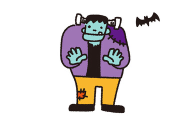 フランケンシュタインのハロウィンモンスターイラスト