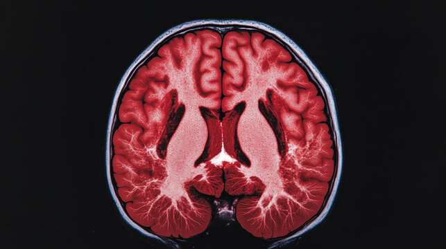 Detailed MRI scan of a human brain, showcasing intricate structures in vibrant colors against a dark background.
