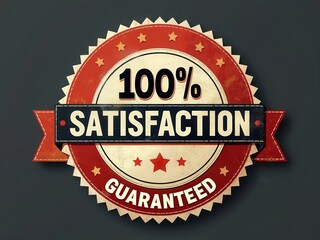 100 Percent Satisfaction Guaranteed Vintage Badge Design