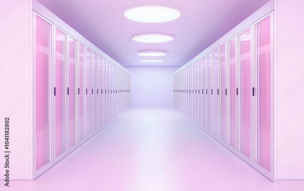 Poster high-tech data servers emitting vibrant data streams, symbolizing fast network speeds, cloud infrast