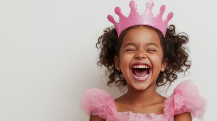 Fototapeta premium Black kid girl wearing princess costume