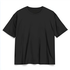 Flat lays black tshirt mockup. Lying blank shirt template, white background. Short sleeve t-shirt, front view. Crewneck casual tee. Unisex, gender neutral tee mock up
