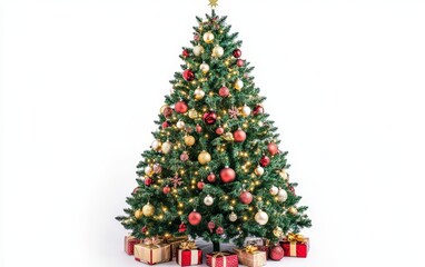 christmass tree with decorations toys and lights 