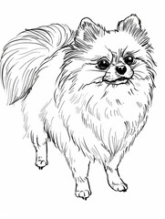 Adorable Pomeranian Dog Sketch - Free Printable