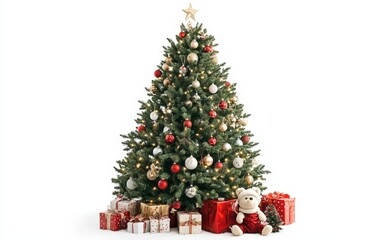 christmass tree with decorations toys and lights 