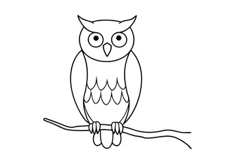 One Line Drawing of an Owl Sitting on a Branch – Minimal Wildlife Art