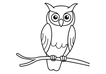 One Line Drawing of an Owl Sitting on a Branch – Minimal Wildlife Art