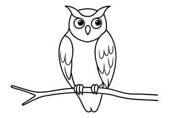 One Line Drawing of an Owl Sitting on a Branch – Minimal Wildlife Art