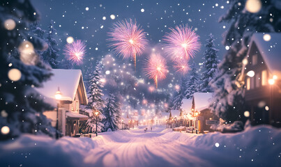 Obraz premium Festive Office Holiday Celebrations with Coworkers – Christmas Decorations, Snowy Scenes, and Team Bonding