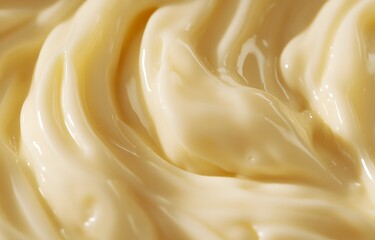 Close-up of mayonnaise, swirling motion, cream-colored background