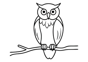 One Line Drawing of an Owl Sitting on a Branch – Minimal Wildlife Art