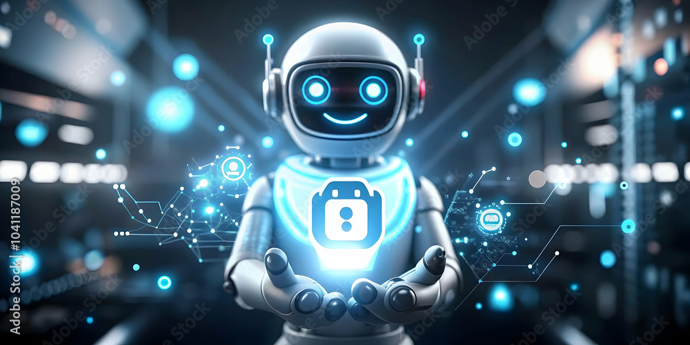 Poster ai chatbot interaction glossy image customer hand support concept copy space