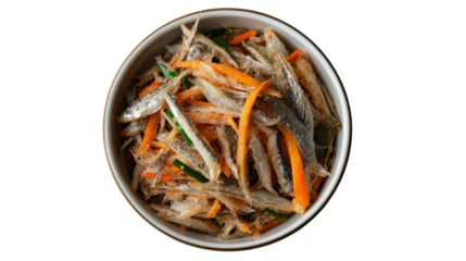 Korean spiced fried fish plate - authentic culinary delights for food photography - transparent background png