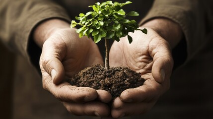 Hands Holding a Sapling