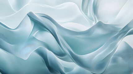 Fototapeta premium Liquid blue satin fabric waves softly, creating a luxurious backdrop with a shiny, smooth texture