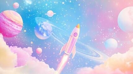Fototapeta premium Whimsical Galaxy: A Child's Drawing Inspired Stock Photo