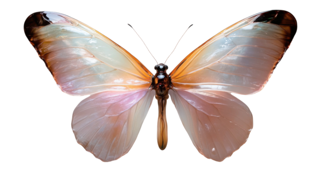 Neon butterfly sign with multicolored wings for spring-themed design projects - transparent background png