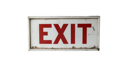 Neon red exit sign isolated on white for safety and interior design - transparent background png