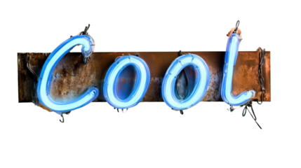 Neon cool sign for retro design and creative visuals in digital media - transparent background png