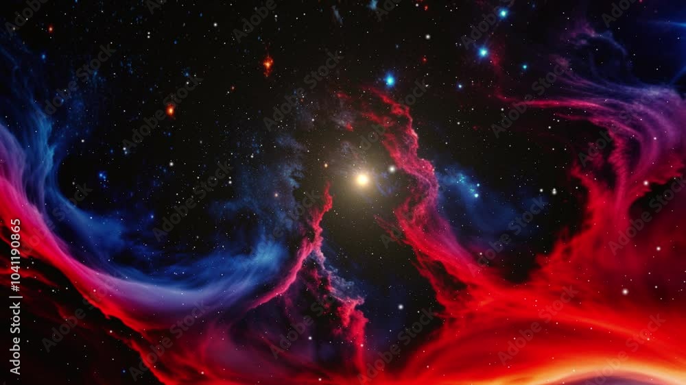 Poster deep outer space background with nebula 4k.