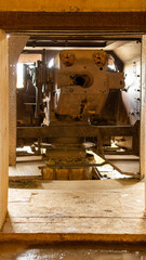 Big canon of German coastal artillery battery In Longues Sur Mer, Normandy in France on September 2024
