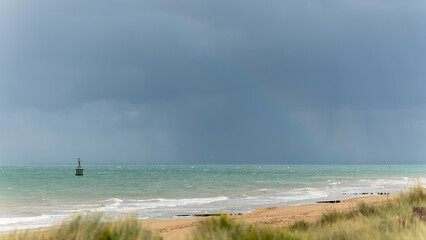 storm on the beach in Sword beach Normandy in France on 25th September 2024