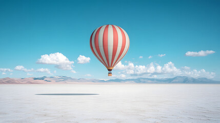 Fototapeta premium Hot Air Balloon Soaring Over a Desert Landscape