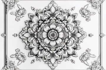 Mesmerizing mandala design with symmetrical geometric patterns handdrawn in blackandwhite The vector illustration offers layers of shapes ideal for mindful coloring and relaxation
