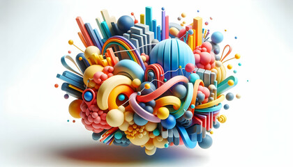 3D Soft Abstract Market Expansion Concept Artistic Representation Business Growth Dynamic Shapes Vibrant Colors White Space for Text Branding Icon Design