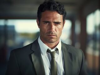 Fototapeta premium Portrait Attractive hispanic young confident business man in business professional working office