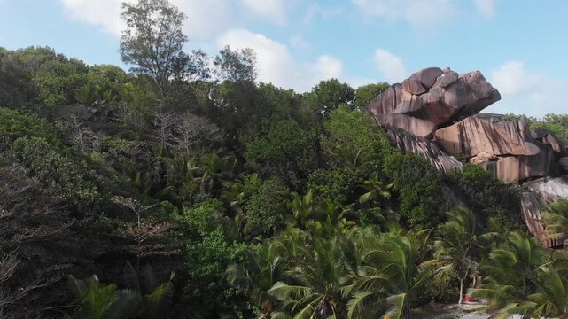 Mountainous landscape, Island La Digue, Republic of Seychelles, Africa.    
Mountainous landscape in the south of Island La Digue, Seychelles.   