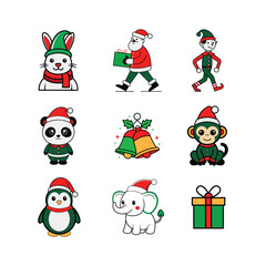 Christmas Santa clause, cartoon, gift box