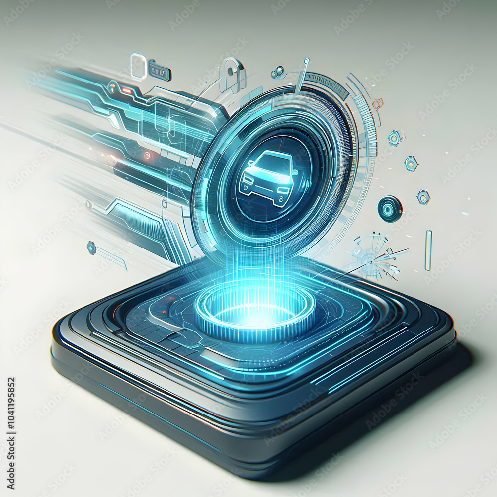 Aufkleber futuristic car dashboard 3d floating holographic control panel concept symbolizing automotive techno